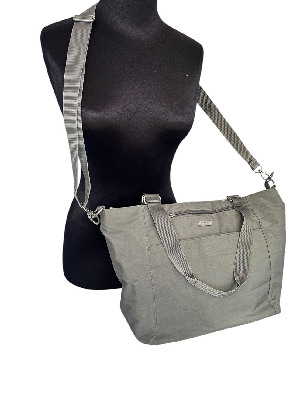 Baggallini Boulevard Laptop Tote Bag Gray Lightweight Travel School Work Large
